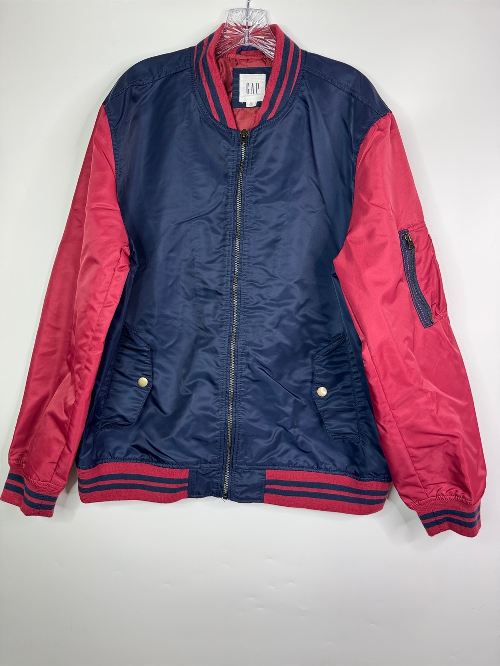Gap Navy Burgundy Bomber Jacket Size XL